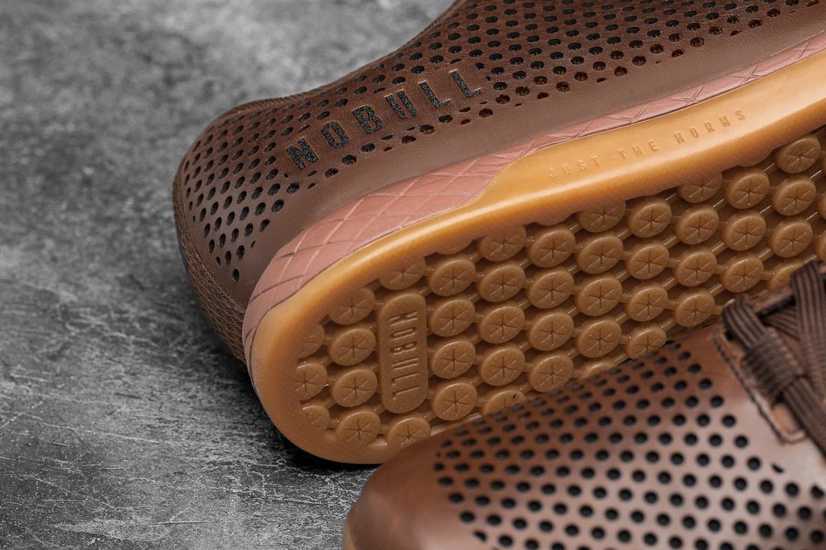 Nobull Leather Men's Trainers Coffee | Australia (KD5976)